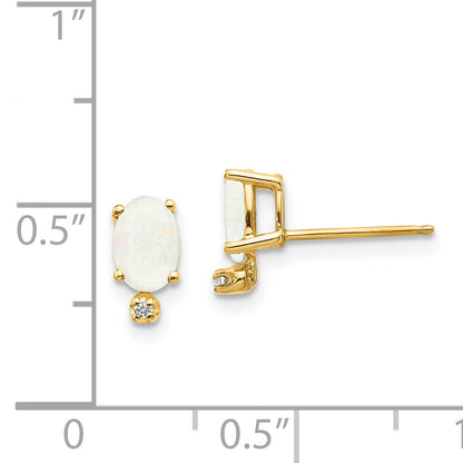 14k Diamond and Opal Birthstone Earrings