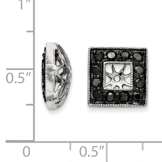 14K White Gold Black Diamond Square Jacket Earrings