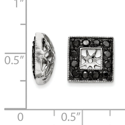 14K White Gold Black Diamond Square Jacket Earrings