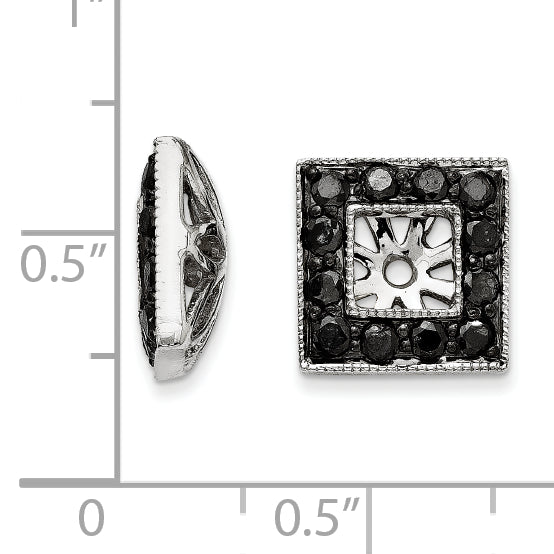 14K White Gold Black Diamond Square Jacket Earrings