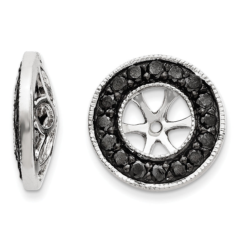 14k White Gold Black Diamond Earring Jackets