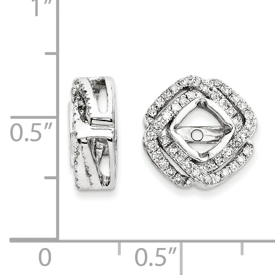 14K White Gold Diamond Square Earring Jacket