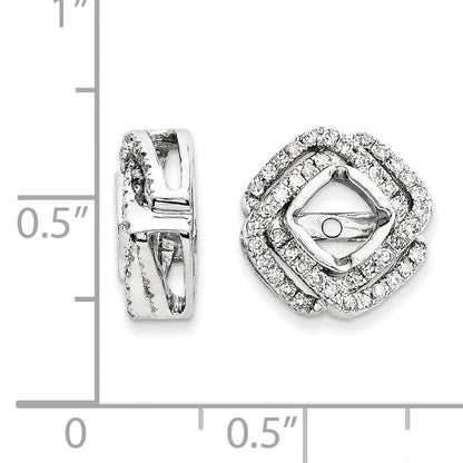 14K White Gold Diamond Square Earring Jacket