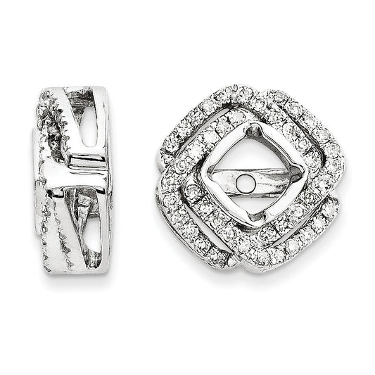 14K White Gold Diamond Square Earring Jacket