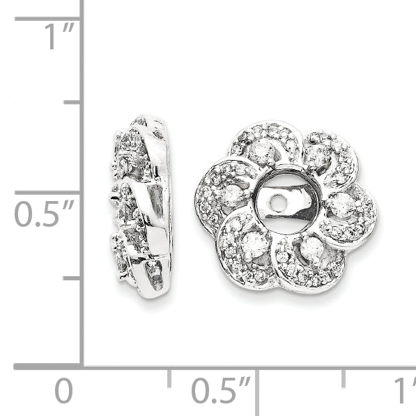 14K White Gold Diamond Flower Earring Jacket