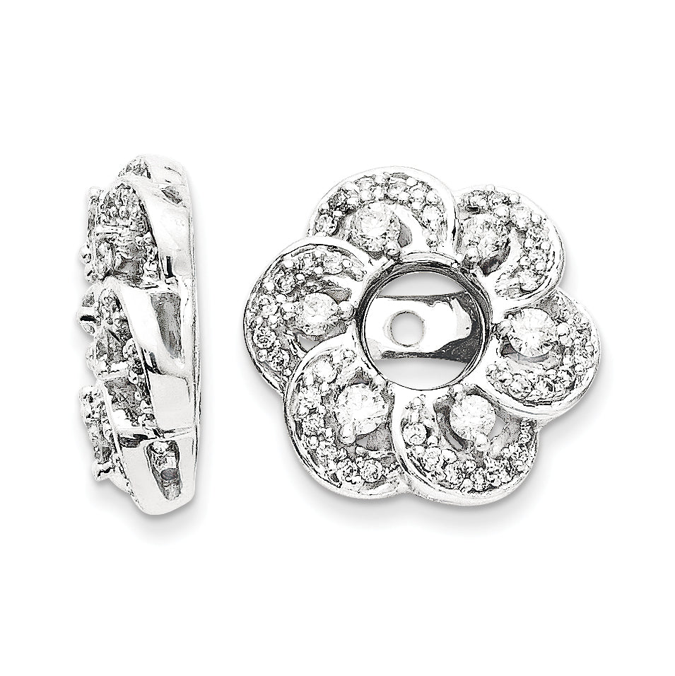 14K White Gold Diamond Flower Earring Jacket