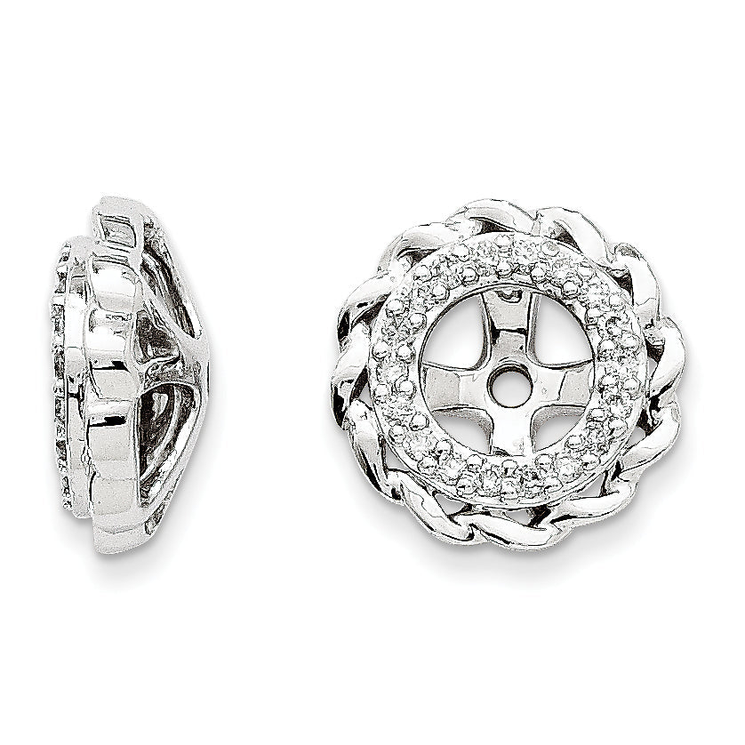 14K White Gold Diamond Earring Jackets