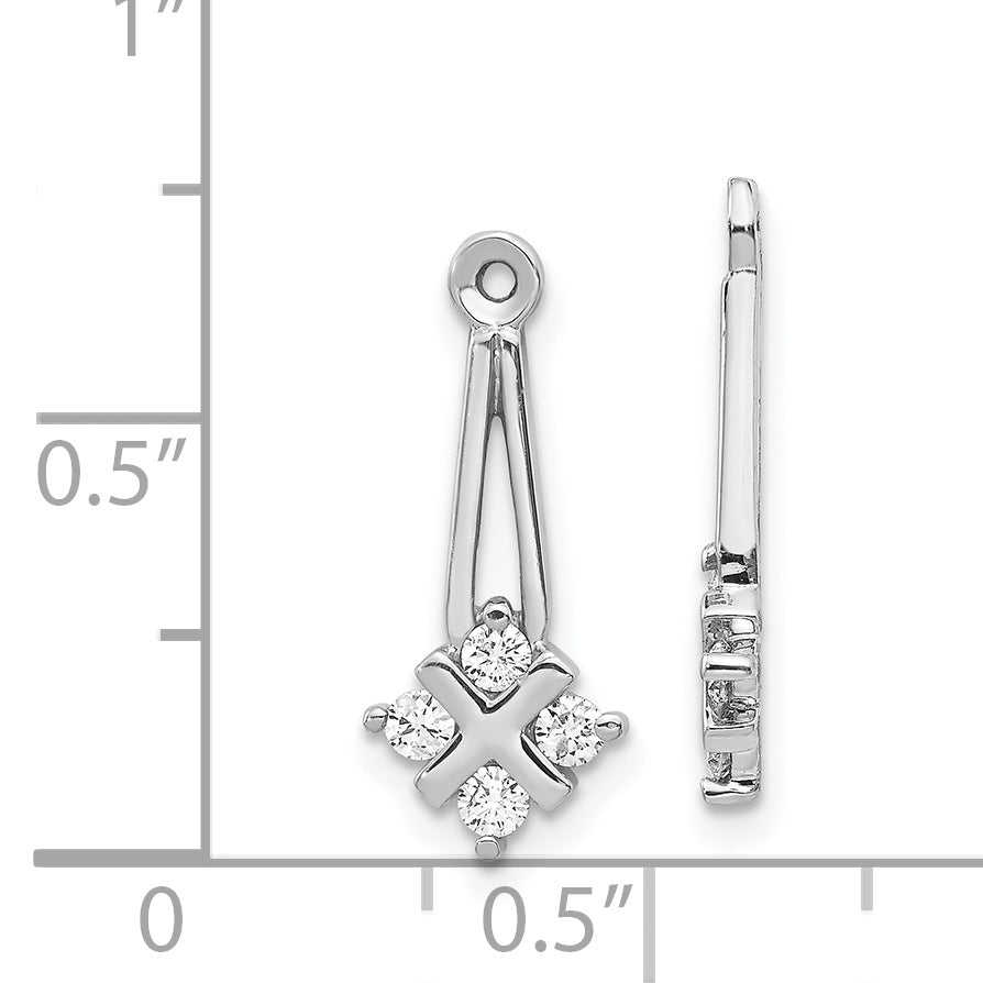 14k White Gold VS Dangle Cluster Diamond Earring Jacket
