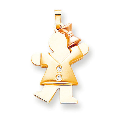 14k Two tone AAA Diamond kid pendant