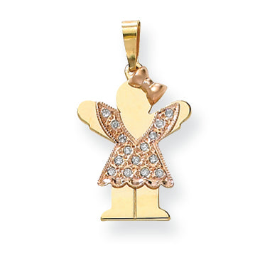 14k Two tone A Diamond kid pendant