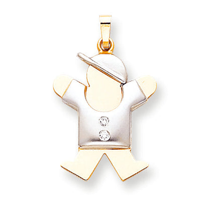 14k Two tone VS Diamond kid pendant