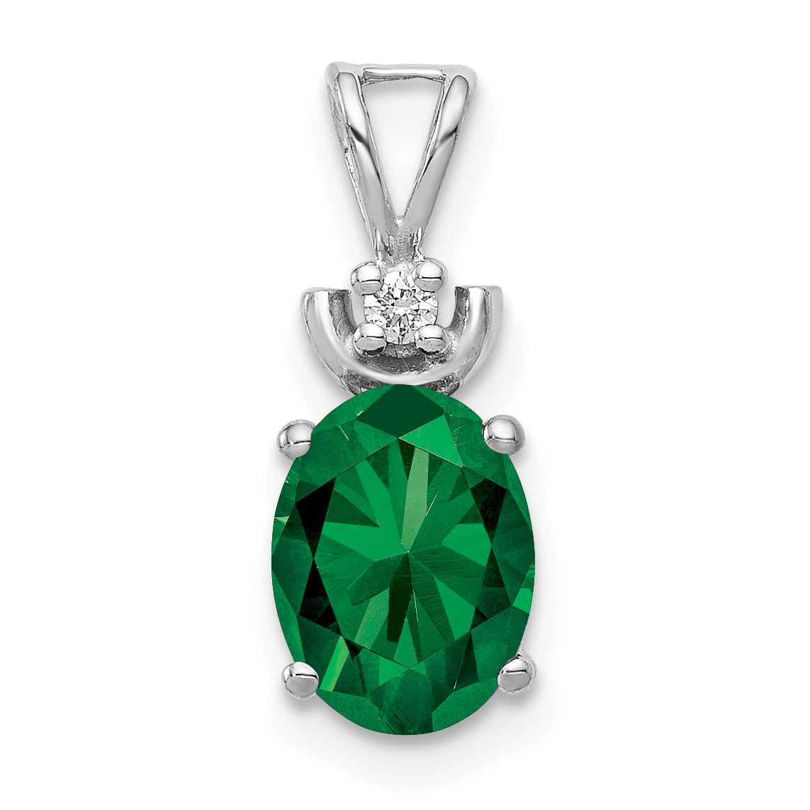 14k White Gold 8x6mm Oval Mount St. Helens VS Diamond Pendant