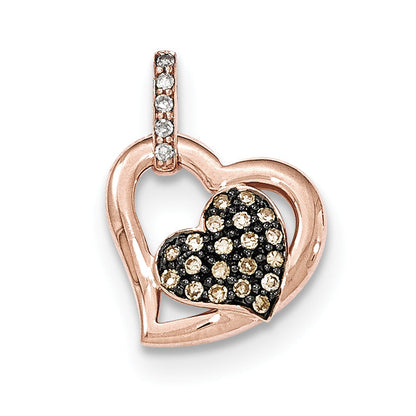 14K Rose Gold Champagne and White Diamond Pav?â?? Hearts Pendant