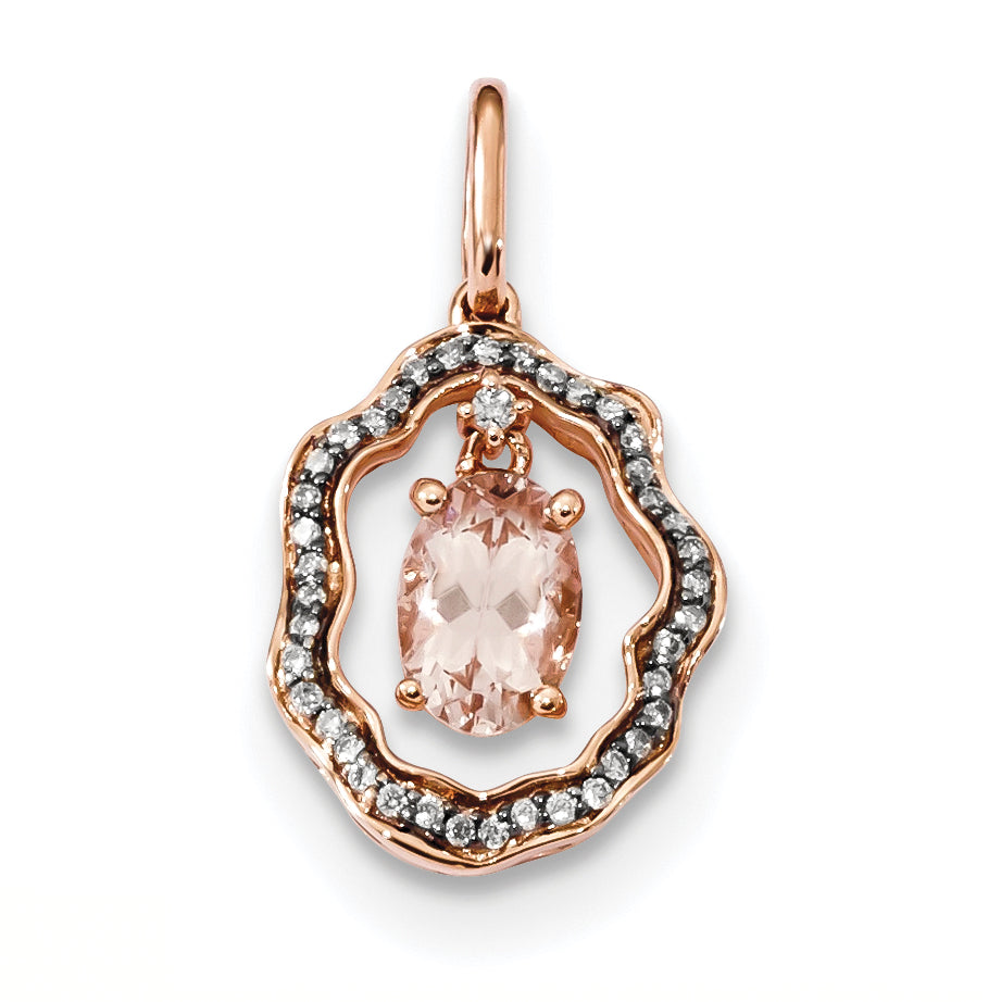 14k Rose Gold with Morganite and Diamond Pendant
