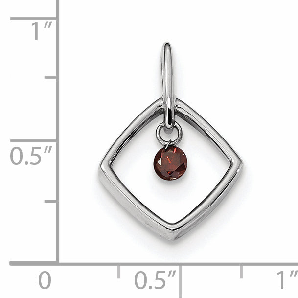 14k White Gold Red Diamond Pendant