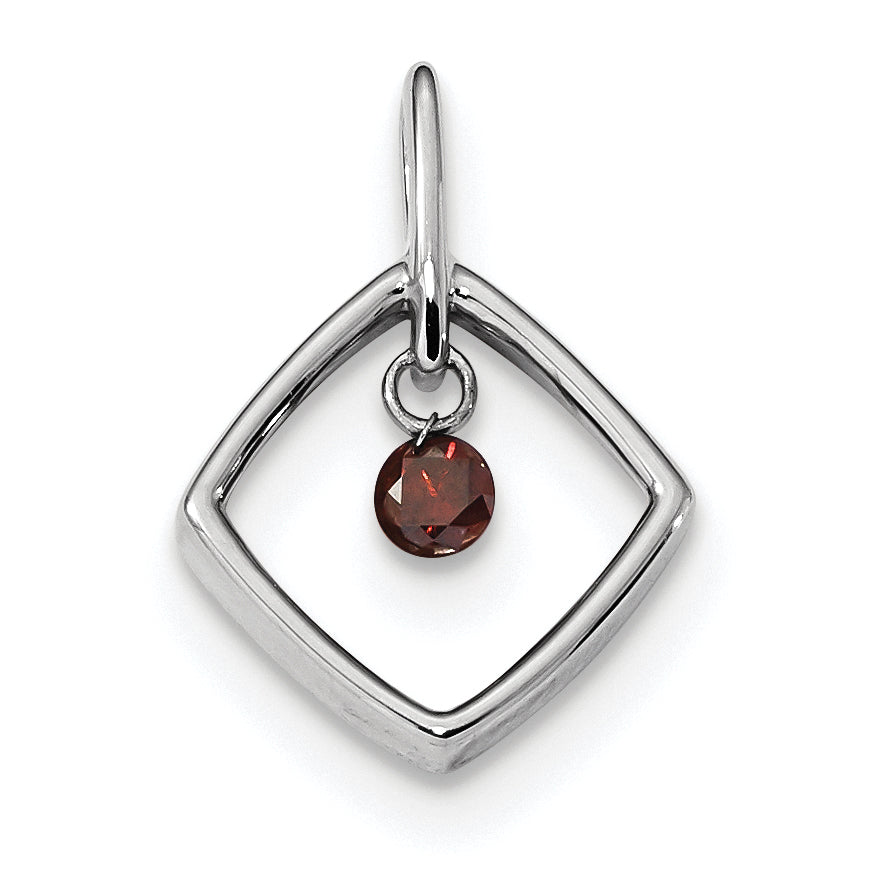 14k White Gold Red Diamond Pendant
