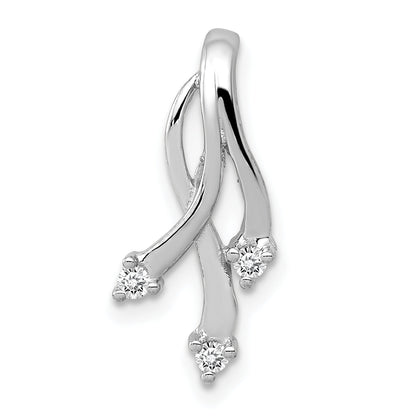 14k White Gold AAA Diamond 3 1.6mm Stone Twisted Chain Slide