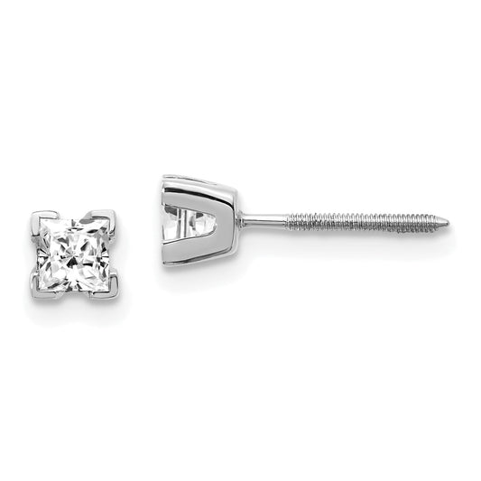 14k White Gold AAA Quality Complete Princess Cut Diamond Earring