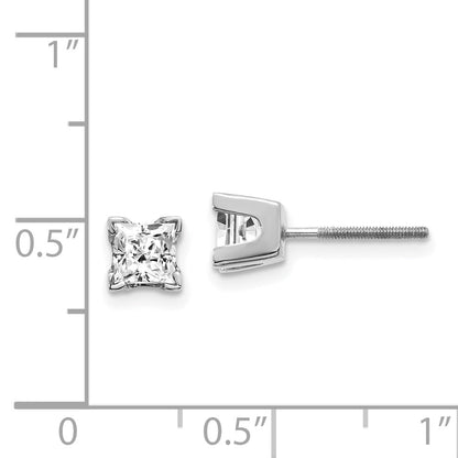 14k White Gold VS Quality Complete Princess Cut Diamond Earrings